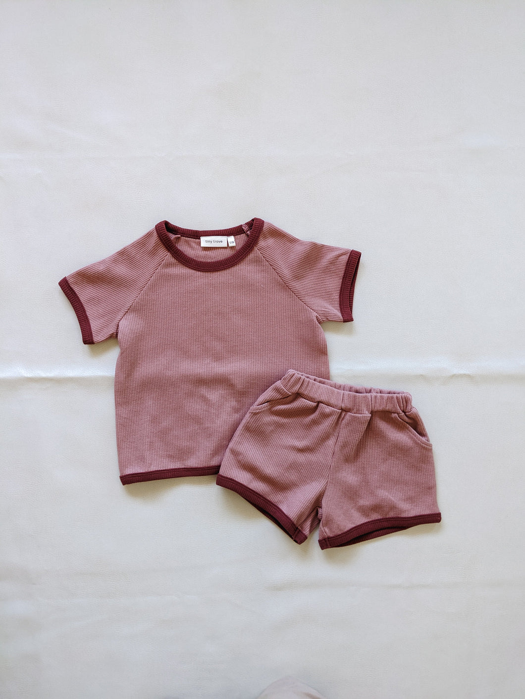 Austin Contrast Waffle Cotton Set - Clay/Red