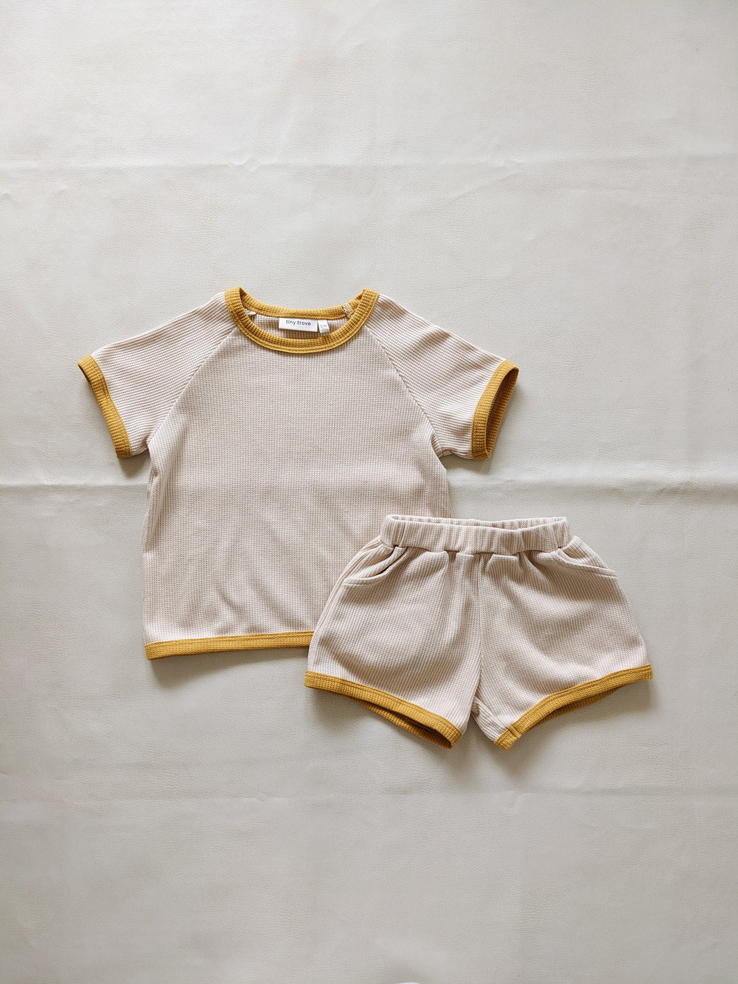 Austin Contrast Waffle Cotton Set - Golden/Beige