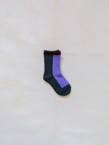 Colour Block Socks - Purple/Forest