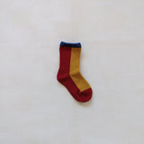 Colour Block Socks - Mustard/Red
