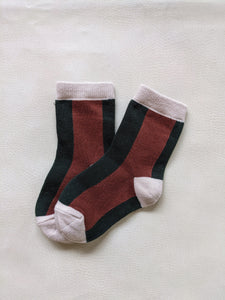 Contrast Panel Socks - Forest/Clay