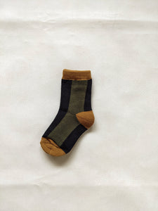 Contrast Panel Socks - Navy/Khaki