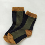 Contrast Panel Socks - Navy/Khaki