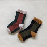 Contrast Panel Socks - Navy/Khaki