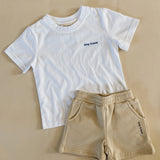 Rumi Logo Hoodie Shorts - Beige