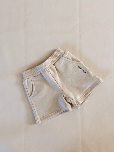 Rumi Logo Hoodie Shorts - Beige