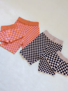 Adult Spencer Checkerboard Knit Shorts - Navy
