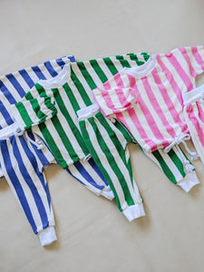 Haze Terry Towel Striped Set - Green