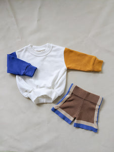 Juno Colour Block Jumper - Mustard/Cobalt