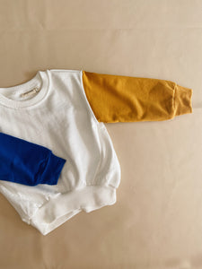 Juno Colour Block Jumper - Mustard/Cobalt