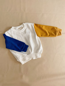 Juno Colour Block Jumper - Mustard/Cobalt