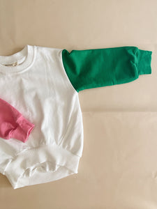 Juno Colour Block Jumper - Pink/Green