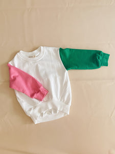 Juno Colour Block Jumper - Pink/Green