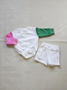 Juno Colour Block Jumper - Pink/Green