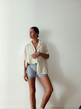 Load image into Gallery viewer, Adult Quincy Checkerboard Knit Shorts - Cornflower Blue/Milk