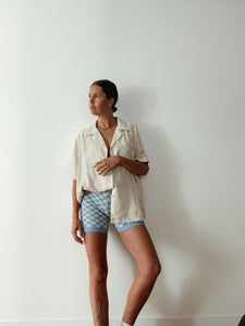 Adult Quincy Checkerboard Knit Shorts - Cornflower Blue/Milk