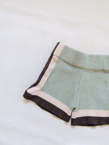 Lennon Contrast Knit Shorts - Sage/Cocoa