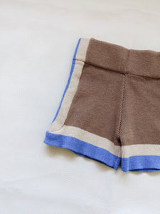 Lennon Contrast Knit Shorts - Walnut/Blue