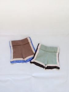 Lennon Contrast Knit Shorts - Sage/Cocoa