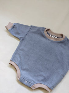 Maddie French Terry Contrast Bodysuit - Vintage Blue