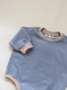 Maddie French Terry Contrast Bodysuit - Vintage Blue