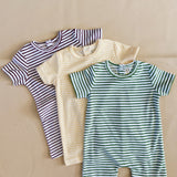 Magnolia Terry Towel Playsuit - Aubergine Stripe