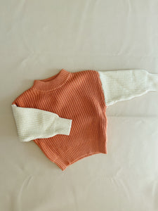 Martin Colour Block Knit Jumper - Amber/Beige