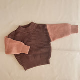 Martin Colour Block Knit Jumper - Cocoa/Clay