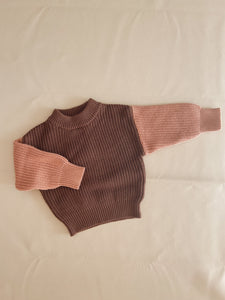 Martin Colour Block Knit Jumper - Cocoa/Clay