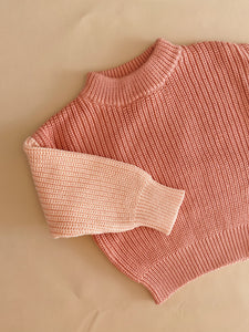 Martin Colour Block Knit Jumper - Salmon Pink/Blush