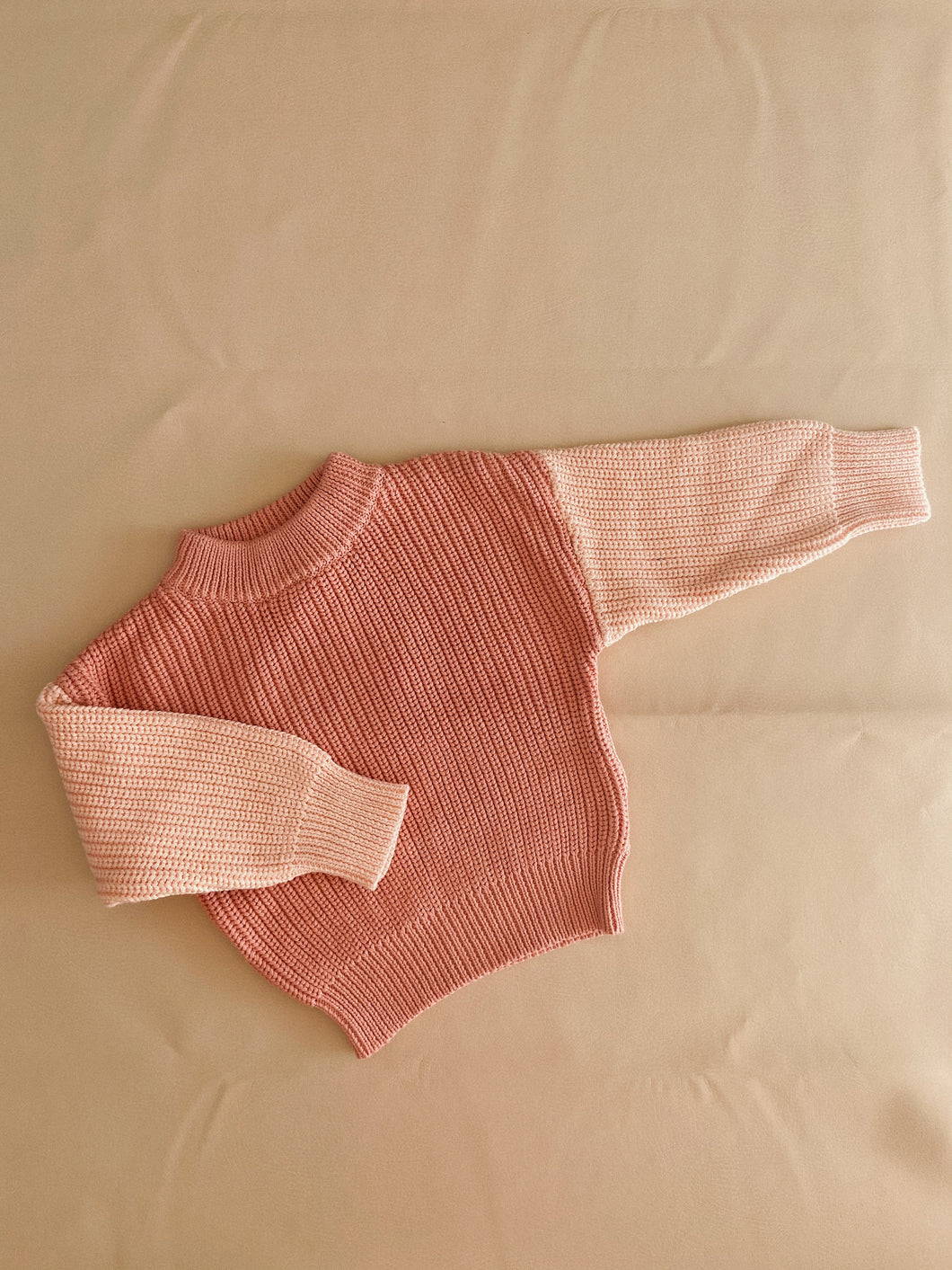 Martin Colour Block Knit Jumper - Salmon Pink/Blush