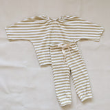 Indigo Ribbed Cotton Stripe Set - Beige/White
