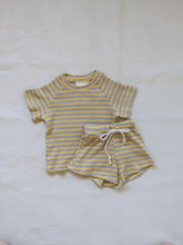 Load image into Gallery viewer, Holliday Waffle Cotton Stripe Set - Ginger Yellow/Space Grey