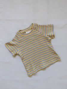 Holliday Waffle Cotton Stripe Set - Ginger Yellow/Space Grey