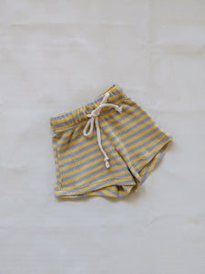 Holliday Waffle Cotton Stripe Set - Ginger Yellow/Space Grey