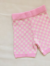 Load image into Gallery viewer, Adult Quincy Checkerboard Knit Shorts - Flamingo/Milk