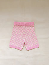 Load image into Gallery viewer, Adult Quincy Checkerboard Knit Shorts - Flamingo/Milk