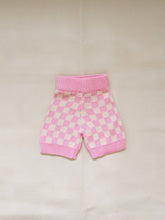 Load image into Gallery viewer, Quincy Checkerboard Knit Shorts - Flamingo/Milk