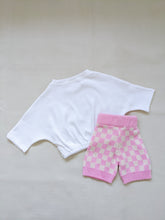 Load image into Gallery viewer, Quincy Checkerboard Knit Shorts - Flamingo/Milk