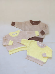 Watson Contrast Knit Jumper - Caramel/Yellow