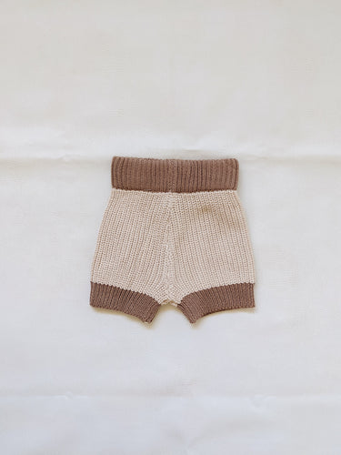 Watson Contrast Knit Shorts - Caramel/Cocoa