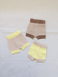 Watson Contrast Knit Shorts - Yellow/Caramel (ONLINE EXCLUSIVE)