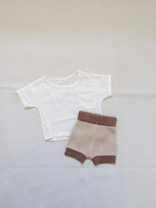 Watson Contrast Knit Shorts - Caramel/Cocoa