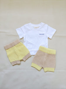 Watson Contrast Knit Shorts - Yellow/Caramel (ONLINE EXCLUSIVE)
