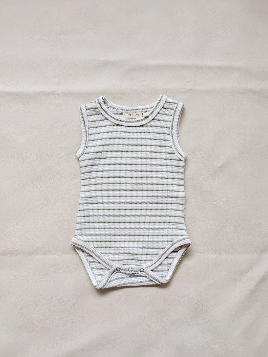 Cali Waffle Bodysuit - Sage Stripe