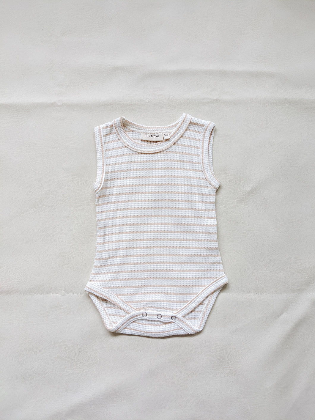 Cali Waffle Bodysuit - Beige Stripe