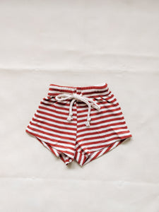 Holliday Waffle Cotton Stripe Set - Magenta/Cream