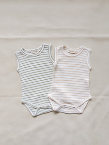 Cali Waffle Bodysuit - Beige Stripe