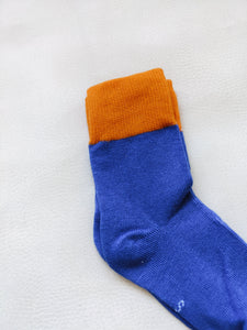 Colour Block Socks - Blue/Orange