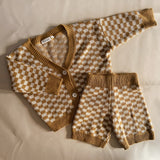 Quincy Checkerboard Knit Set - Dijon/Milk